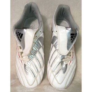 Adidas Soccer Cleats Size 5.5 White/Silver/Red Synthetic Leather Kids/Youth